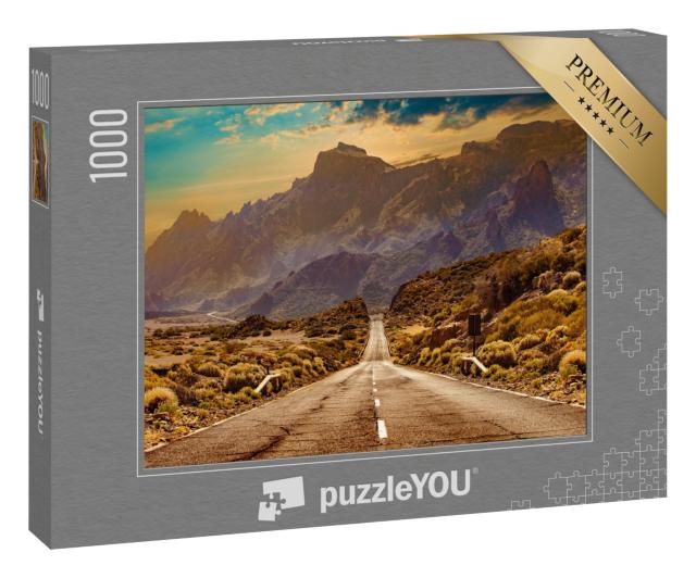 Puzzle 1000 Teile „Straße durch die malerische Landschaft im Naturpark Teneriffa“