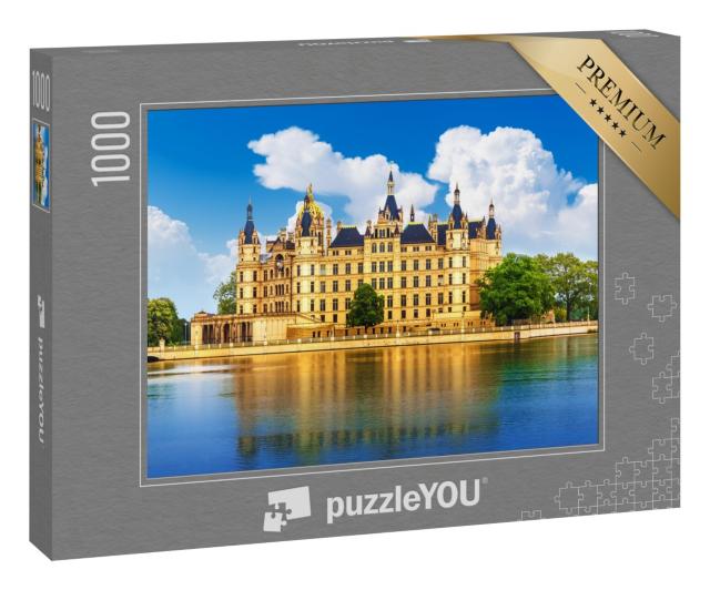 Puzzle 1000 Teile „Aussicht auf das alte Schloss in Schwerin, Mecklenburg-Vorpommern“