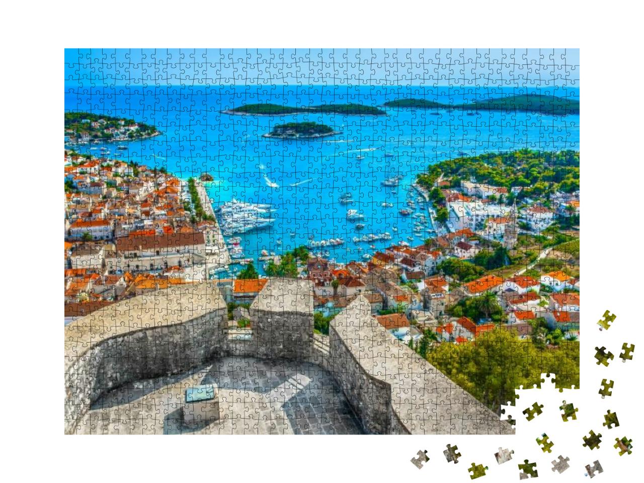Puzzle 1000 Teile „Luftaufnahme am Archipel vor der Stadt Hvar, Kroatien“