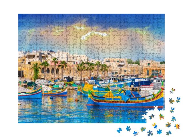 Puzzle 1000 Teile „Hafen des Dorfes Marsaxlokk auf Malta“
