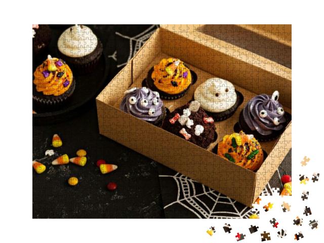 Puzzle 1000 Teile „Halloween-Cupcakes, bunt dekoriert“