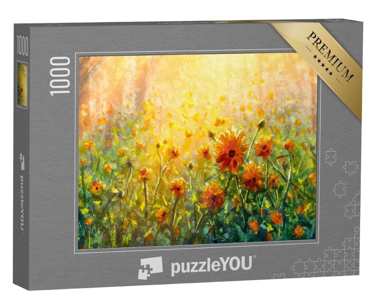 Puzzle 1000 Teile „Ölgemälde: Eine Blumenwiese“