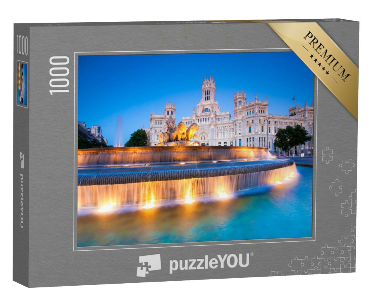 Puzzle 1000 Teile „Plaza de Cibeles am Abend, Madrid, Spanien“