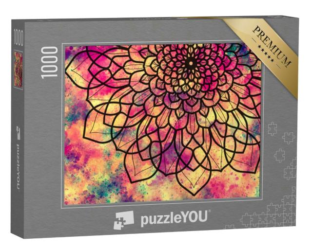 Puzzle 1000 Teile „Mandala mit Aquarell-Hintergrund“
