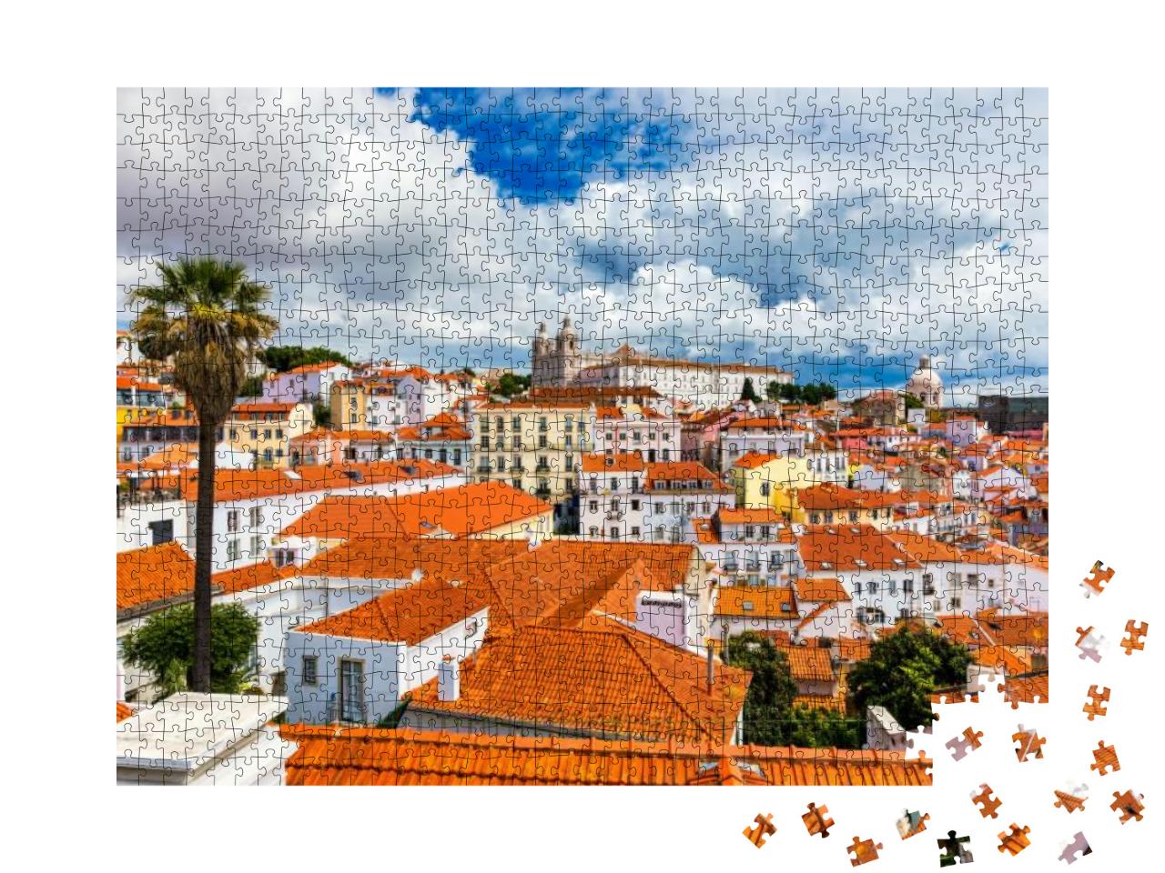 Puzzle 1000 Teile „Skyline von Lissabon, Alfama Bezirk, Portugal“