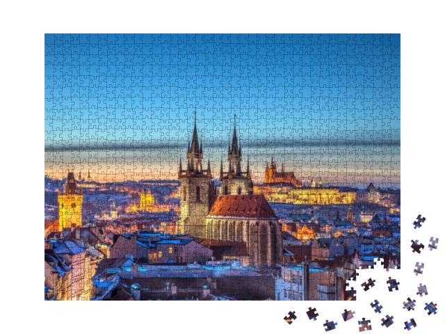 Puzzle 1000 Teile „Blick über das historische Zentrum von Prag“