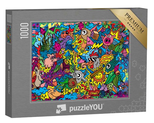 Puzzle 1000 Teile „Comic-Illustration: Lustige Tiere“