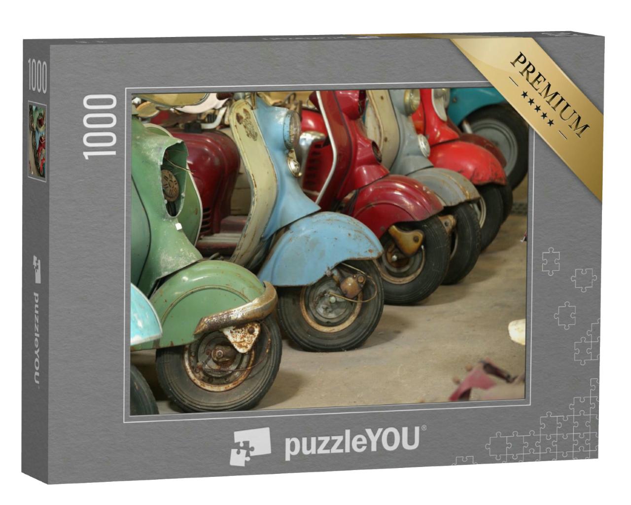 Puzzle 1000 Teile „Oldtimer-Roller in verschiedenen Farben “