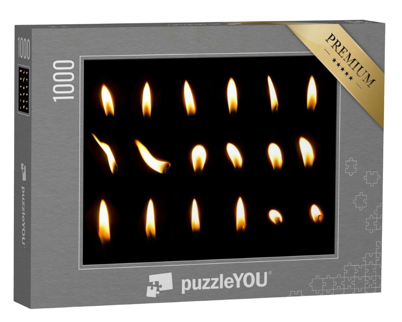 Puzzle 1000 Teile „Kerzenflamme isoliert in schwarzem Hintergrund“