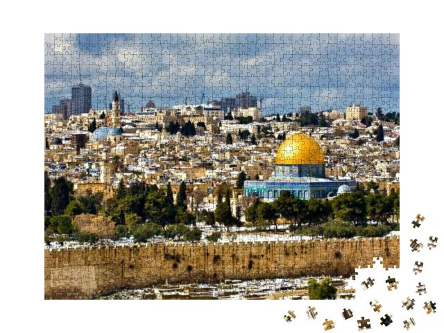 Puzzle 1000 Teile „ Jerusalem im Schnee“
