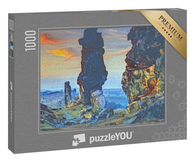 Puzzle 1000 Teile „im Stil von Paul-Cezanne - Teufelsmauer im Harz, Deutschland - Puzzle-Kollektion Künstler & Gemälde“