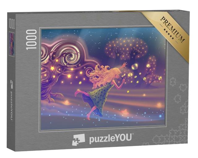Puzzle 1000 Teile „Träumendes Mädchen mit Seifenblasen“