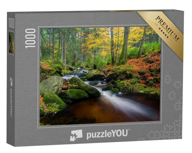 Puzzle 1000 Teile „Wasserfall in Braunlage im Herbst, Langzeitbelichtung, Deutschland“