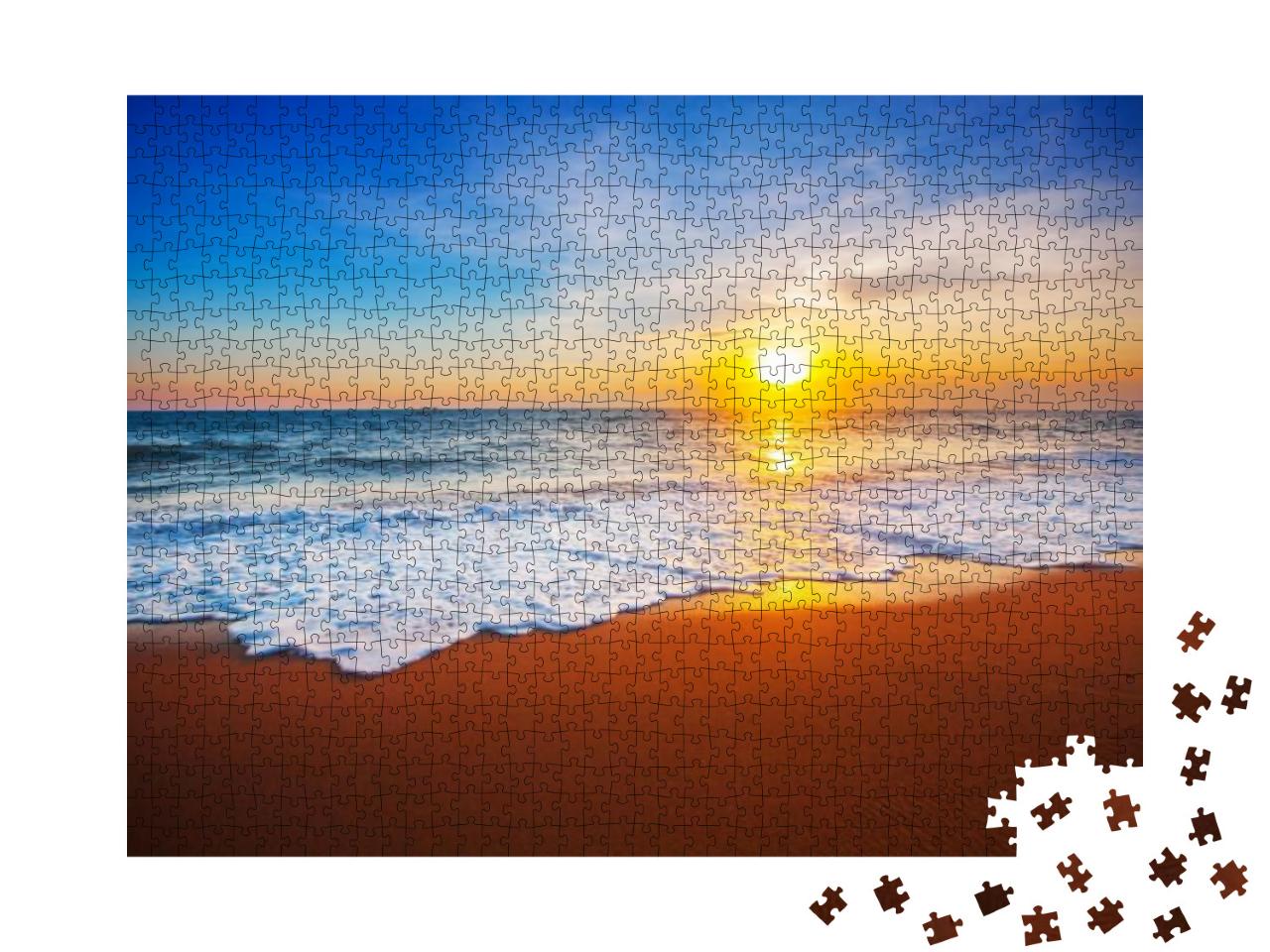 Puzzle 1000 Teile „Verzauberter Sonnenuntergang am Meer“