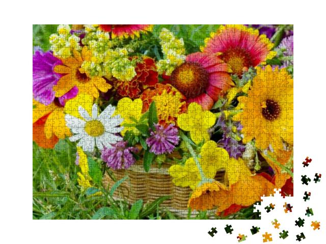 Puzzle 1000 Teile „Blumen in einem Korb“