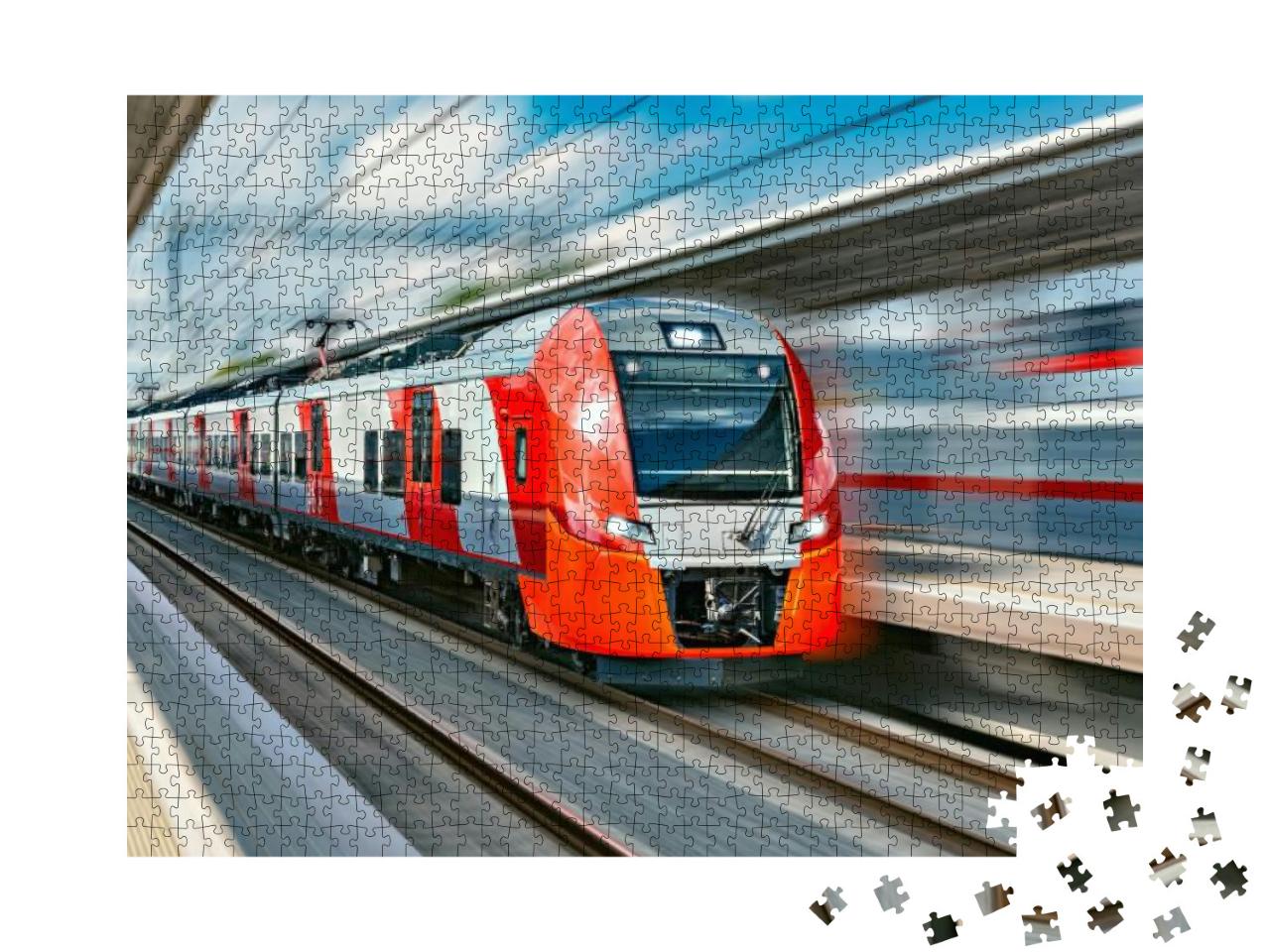 Puzzle 1000 Teile „Hochgeschwindigkeitszug rast durch den Bahnhof“