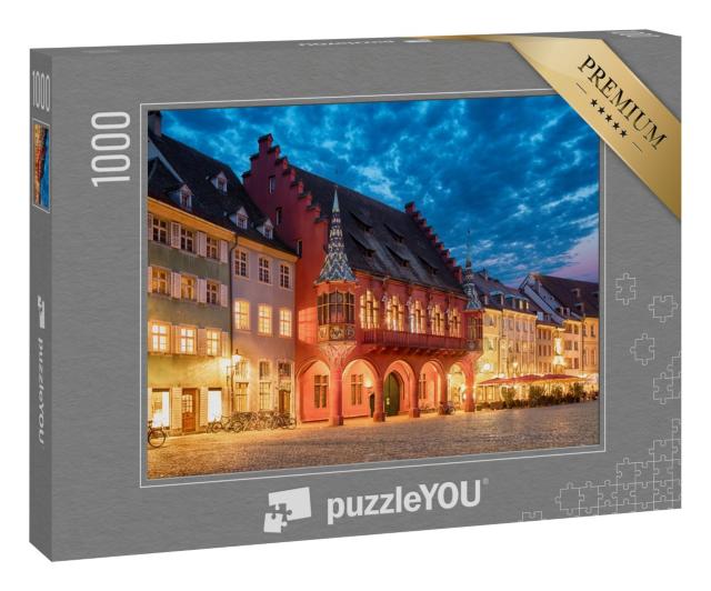 Puzzle 1000 Teile „Historisches Kaufhaus am Münsterplatz in Freiburg, Deutschland“