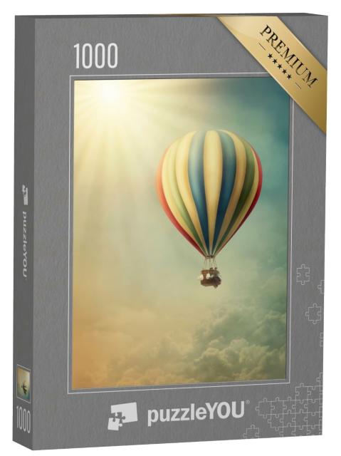 Puzzle 1000 Teile „Heißluftballon hoch oben am Himmel“