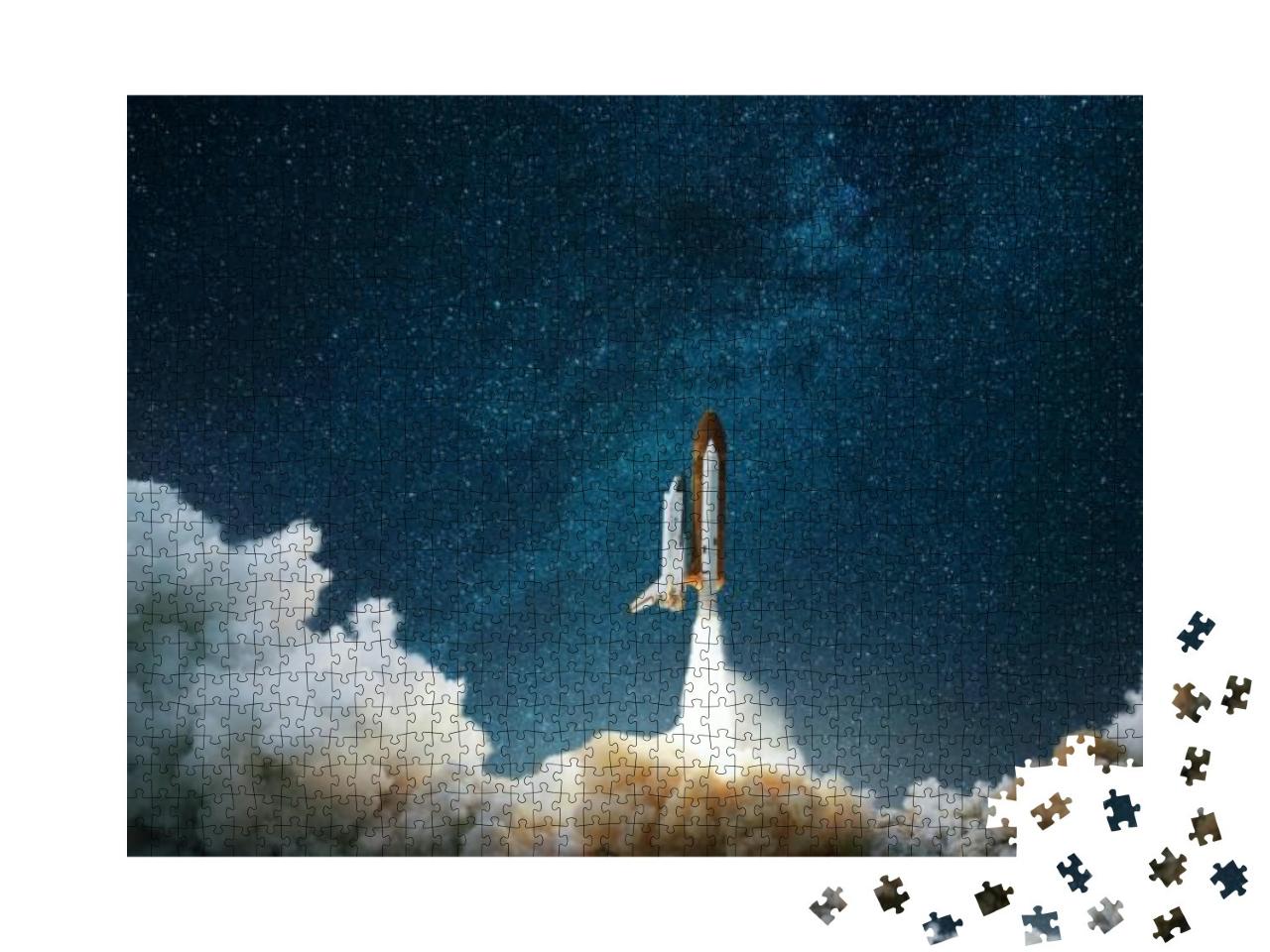 Puzzle 1000 Teile „Eine Rakete startet in den Weltraum“