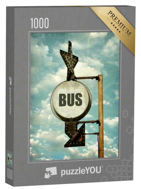 Puzzle 1000 Teile „Vintage-Foto eines Busschildes“