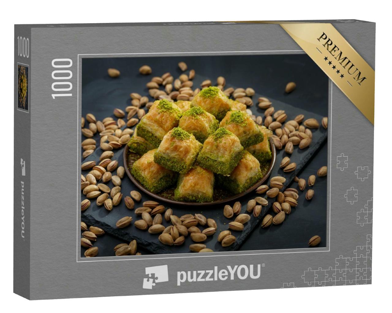 Puzzle 1000 Teile „Walnuss, Pistazie, Nüsse und Süßes“