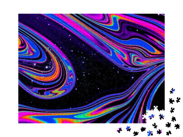 Puzzle 1000 Teile „Abstraktes Acrylkunstwerk mit schillernder Regenbogengalaxie“