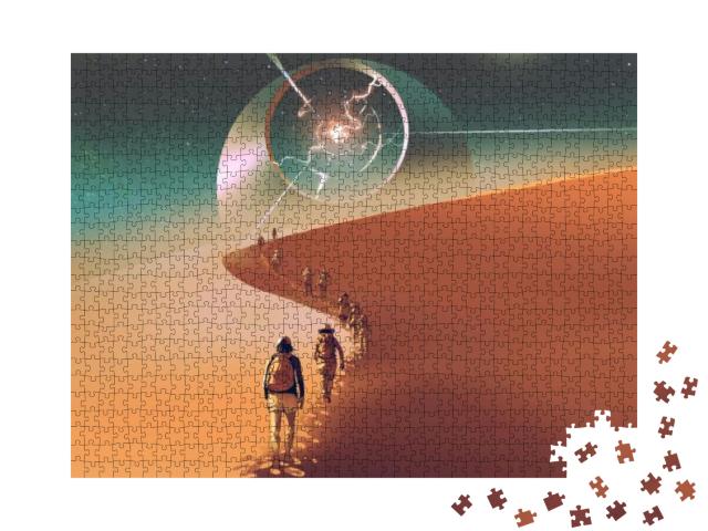 Puzzle 1000 Teile „Marsch durch die Wüste zu einem geheimen Portal“