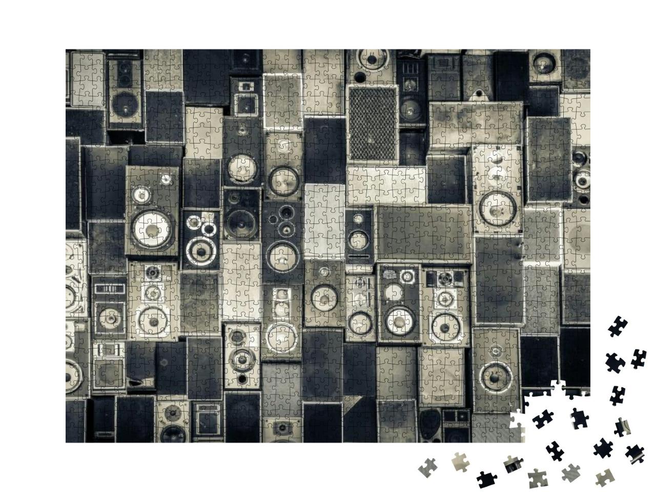 Puzzle 1000 Teile „Musiklautsprecher im monochromen Vintage-Stil“