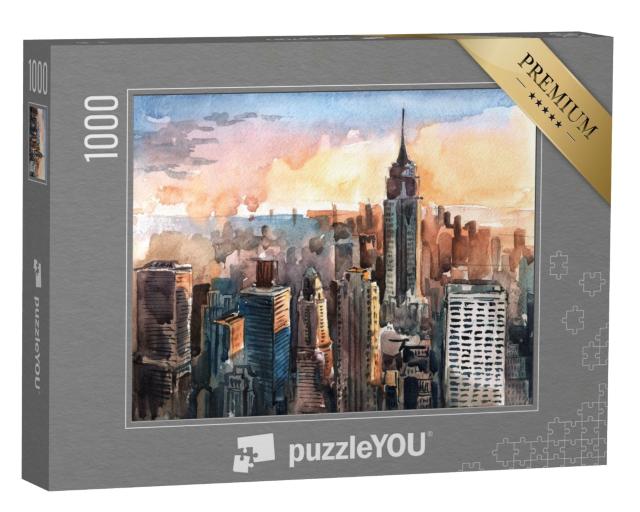 Puzzle 1000 Teile „Aquarell von Manhattan“