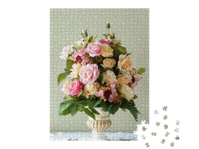 Puzzle 1000 Teile „Ein üppiger Blumenstrauß in der Vase “