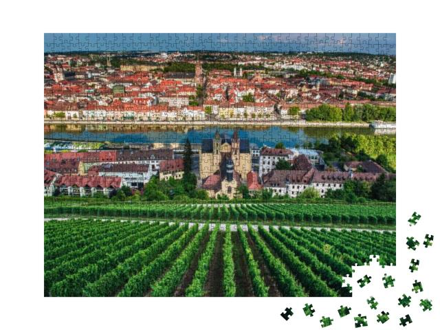 Puzzle 1000 Teile „Blick von der Burg Marienberg auf die Stadt Würzburg“