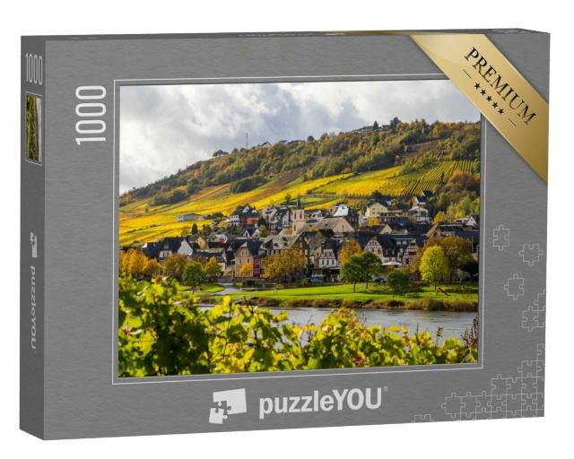 Puzzle 1000 Teile „Mosellandschaft und Weinberge in goldenen Herbstfarben, Deutschland“
