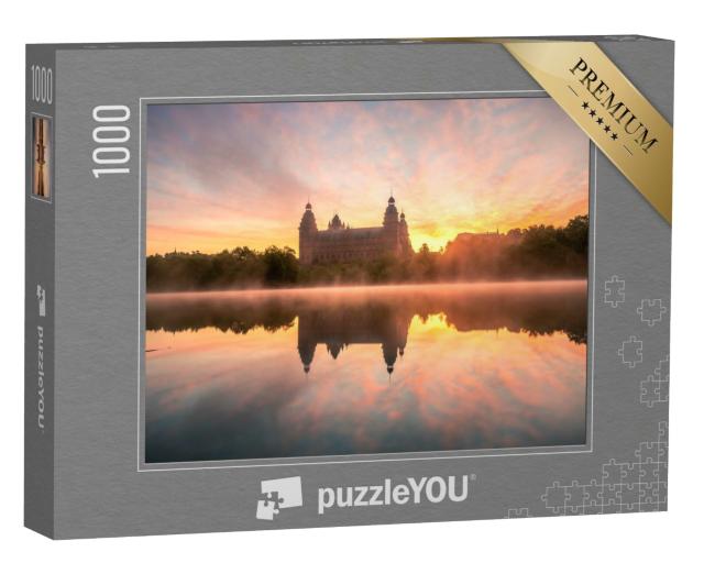 Puzzle 1000 Teile „Morgennebel über der Johannisburg in Aschaffenburg, Deutschland“