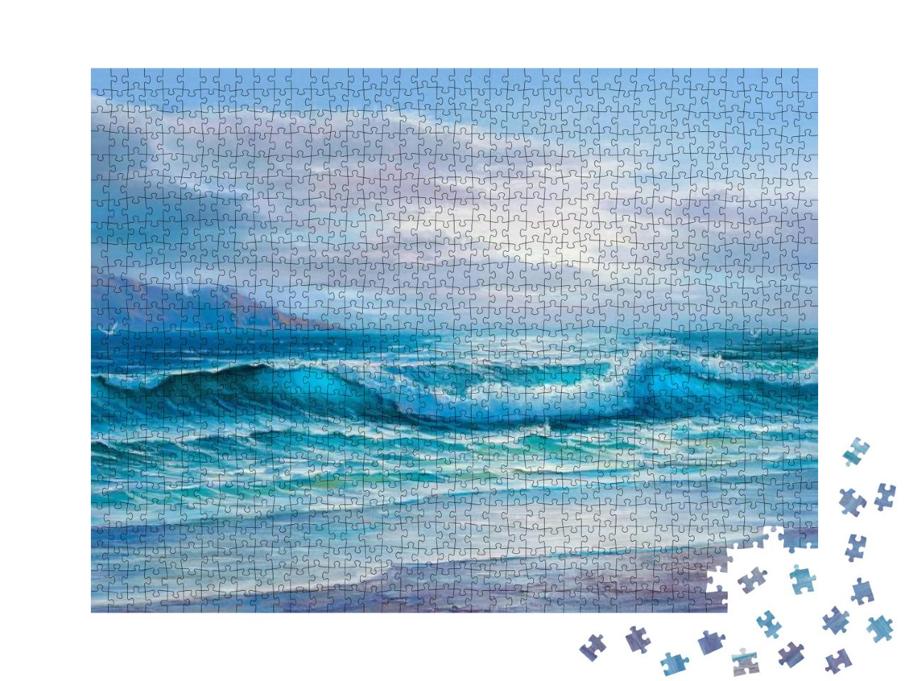 Puzzle 1000 Teile „Ölgemälde: Morgen auf dem Meer“
