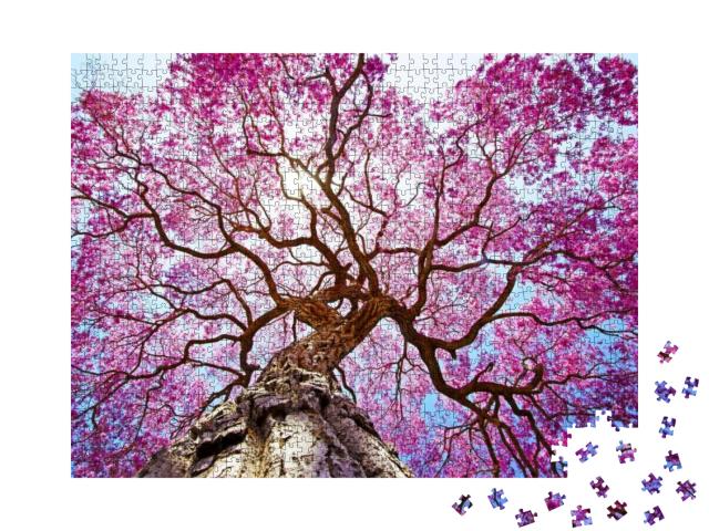 Puzzle 1000 Teile „Wunderschöner rosa Lapacho-Baum, Brasilien“