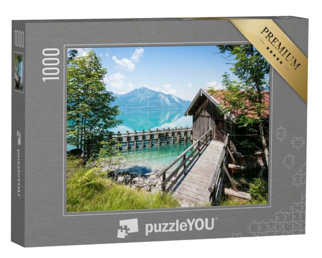 Puzzle 1000 Teile „Alte Fischerhütte am Walchensee“