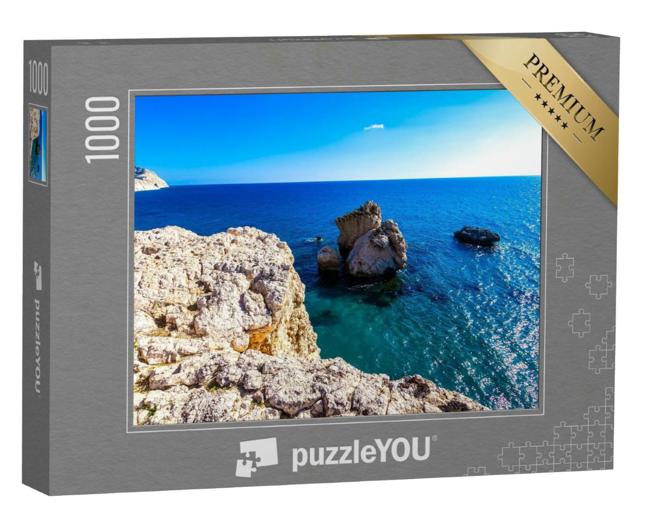 Puzzle 1000 Teile „Weiße Felsen über dem azurblauen Meer“