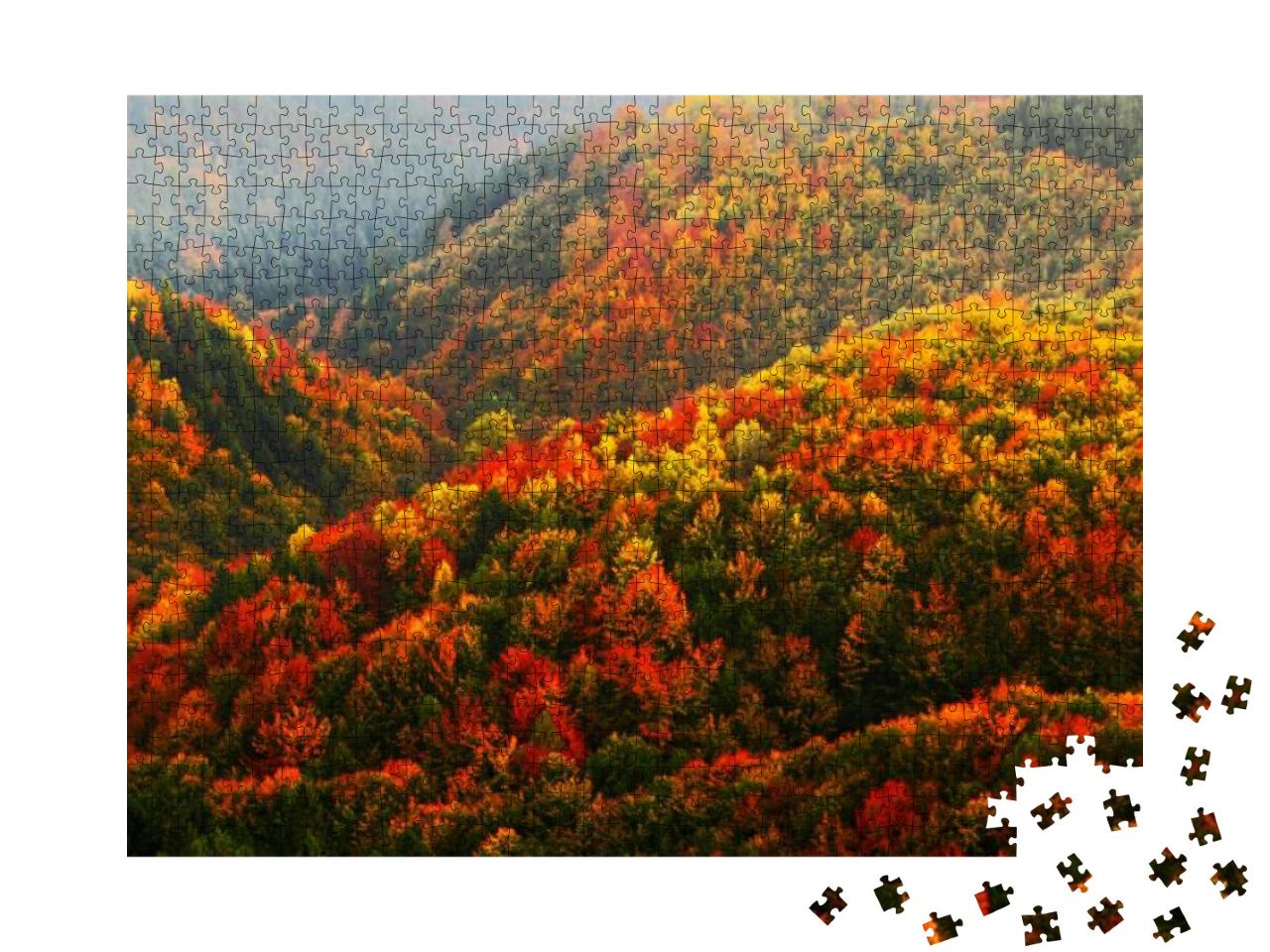 Puzzle 1000 Teile „Herbst im Nationalpark Böhmische Schweiz, Tschechische Republik“