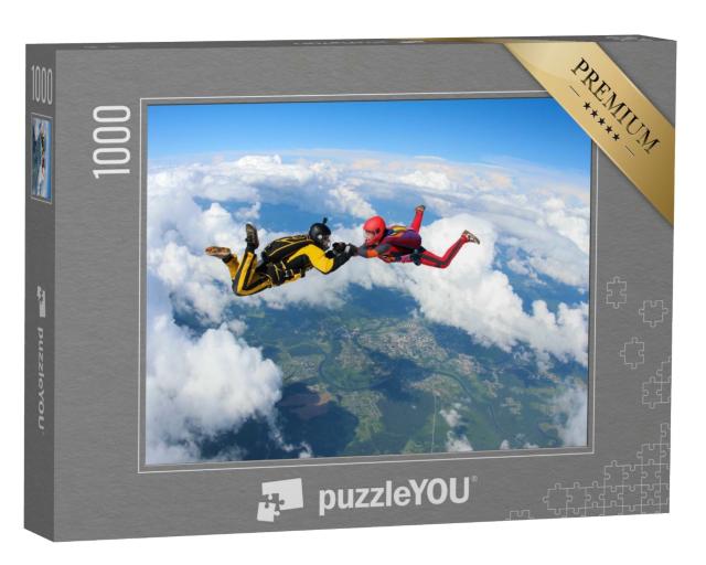 Puzzle 1000 Teile „Freiheit pur: Fallschirmspringer kurz vor dem Öffnen des Schirms“