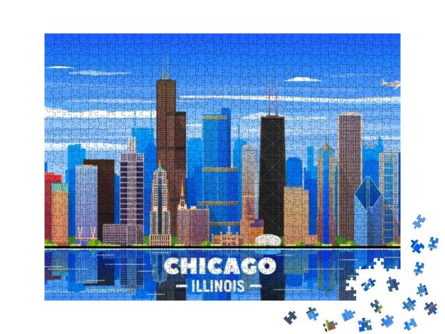 Puzzle 1000 Teile „Skyline von Chicago “