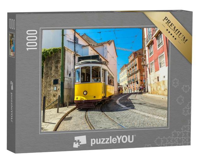 Puzzle 1000 Teile „Gelbe Straßenbahn im Stadtzentrum von Lissabon“