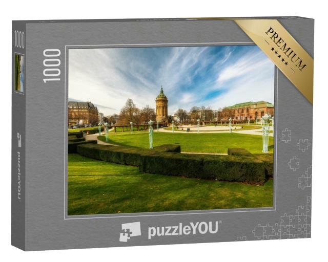 Puzzle 1000 Teile „Wasserturm mit Park in Mannheim“