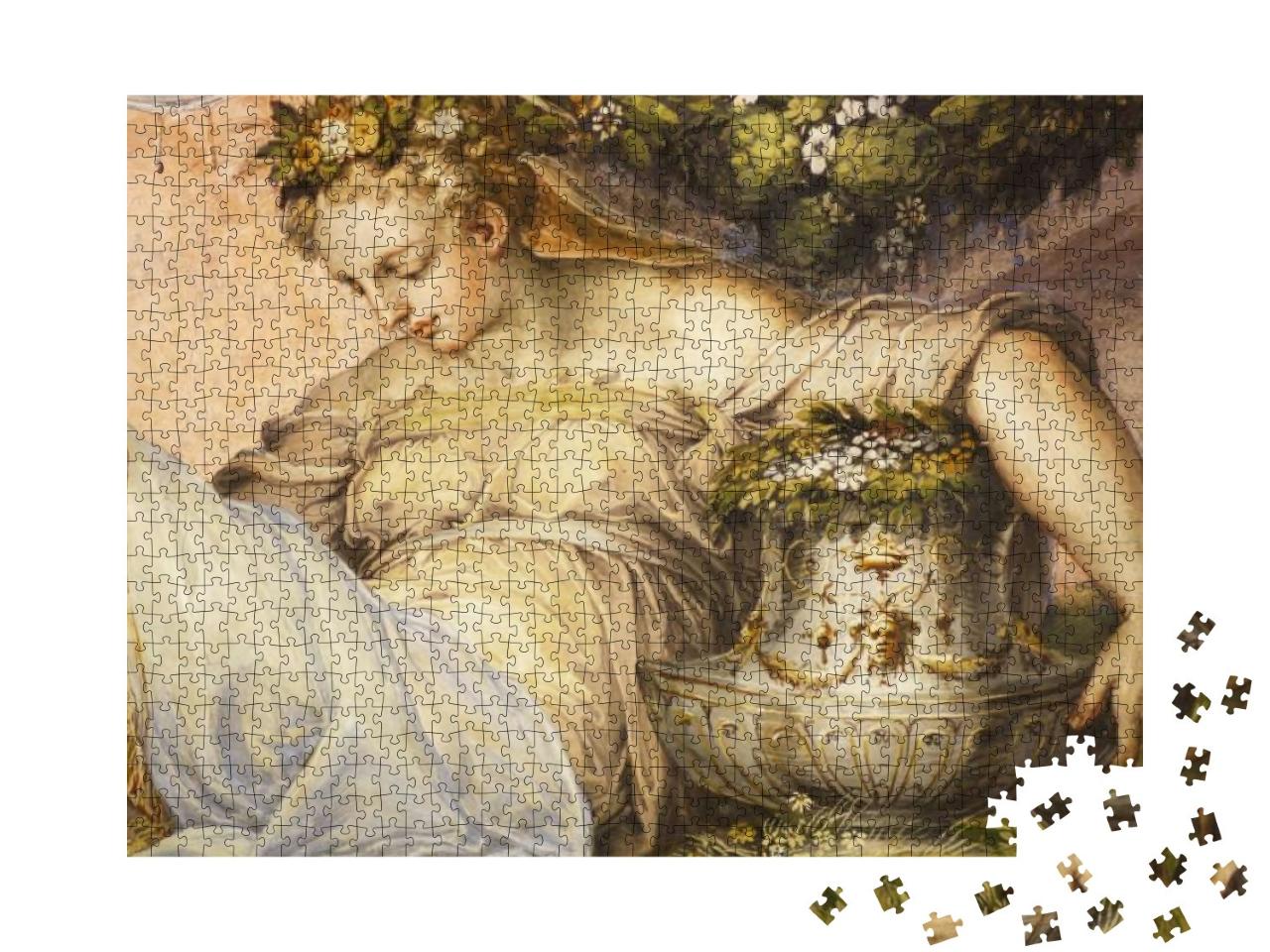 Puzzle 1000 Teile „Altes Fresko mit schöner Frau aus dem Palazzo Vecchio in Florenz“