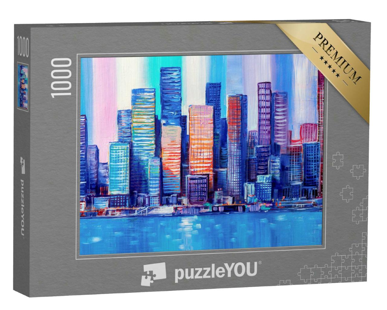 Puzzle 1000 Teile „Ölgemälde: Skyline einer Stadt“
