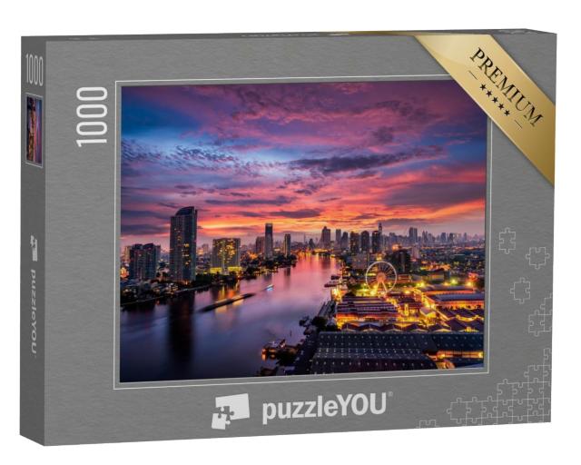 Puzzle 1000 Teile „Sonnenaufgang über dem Geschäftsviertel von Bangkok“