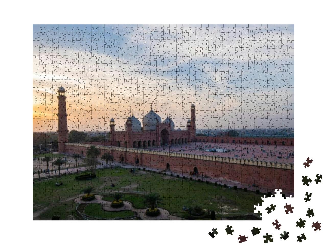 Puzzle 1000 Teile „Ruhige Abendstimmung an der Badshahi Moschee in Lahore, Pakistan“