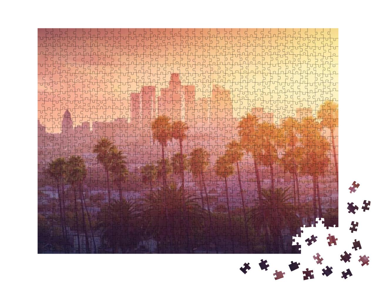 Puzzle 1000 Teile „Los Angeles im heißen Sonnenuntergang, Kalifornien, USA“