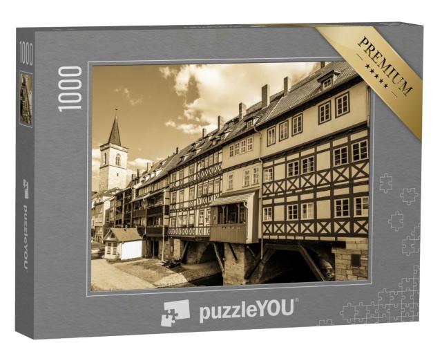Puzzle 1000 Teile „Krämerbrücke mit historischen Fassaden in Erfurt, Deutschland“