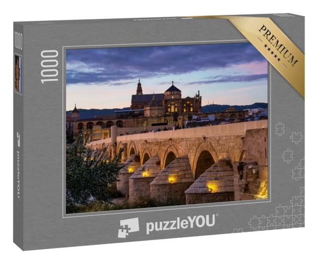 Puzzle 1000 Teile „Mezquita und Puente Romano bei Nacht, Córdoba, Andalusien“