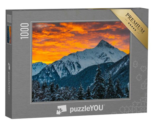 Puzzle 1000 Teile „Die Zillertaler Alpen im Sonnenaufgang, Österreich“